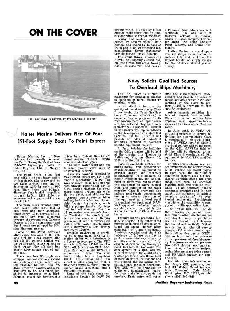 Maritime Reporter Magazine, page 26,  Feb 15, 1983