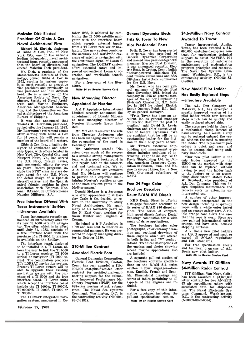 Maritime Reporter Magazine, page 51,  Feb 15, 1983