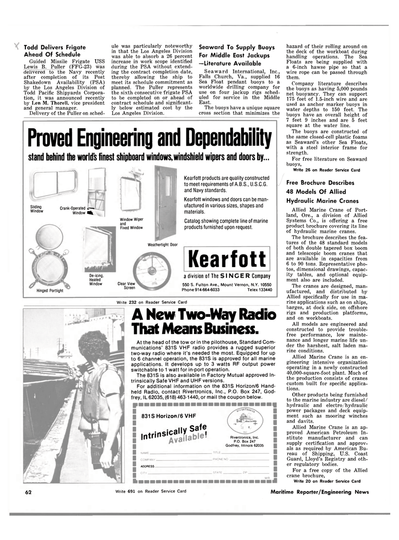Maritime Reporter Magazine, page 62,  Mar 1983