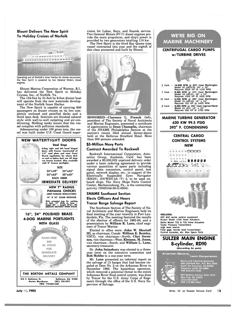 Maritime Reporter Magazine, page 51,  Jul 15, 1983