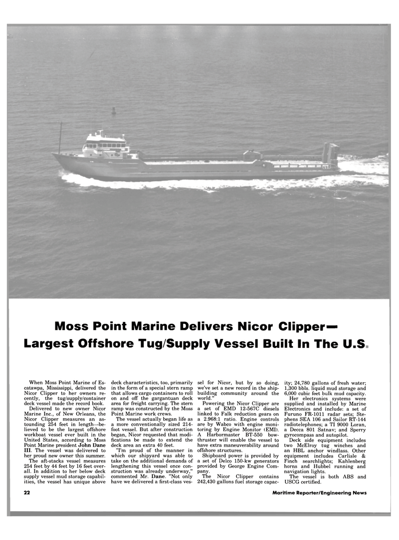Maritime Reporter Magazine, page 20,  Aug 1983