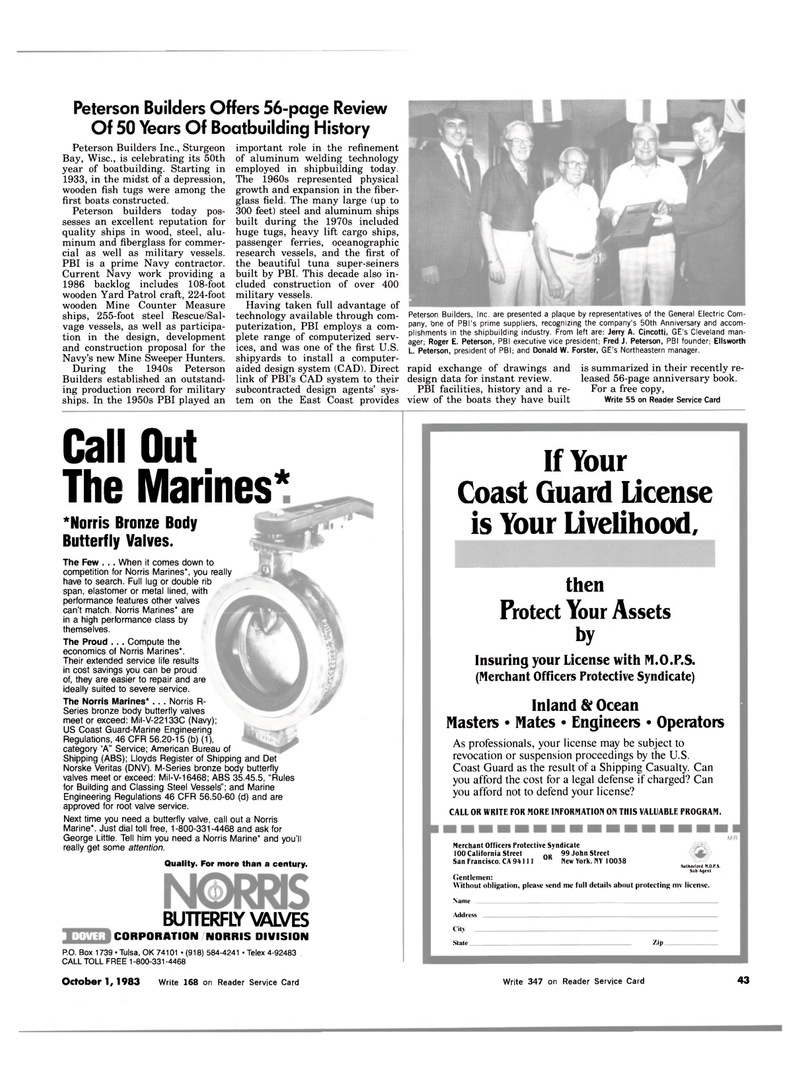 Maritime Reporter Magazine, page 39,  Oct 1983