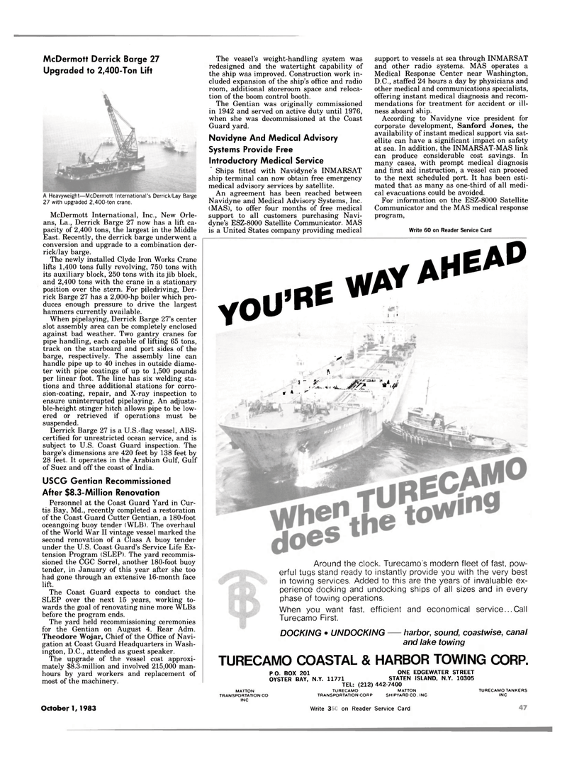 Maritime Reporter Magazine, page 43,  Oct 1983