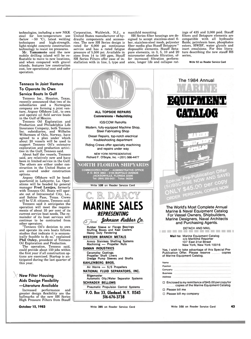 Maritime Reporter Magazine, page 45,  Oct 15, 1983