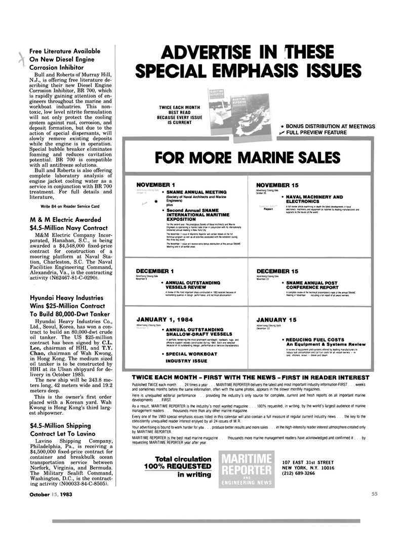 Maritime Reporter Magazine, page 57,  Oct 15, 1983