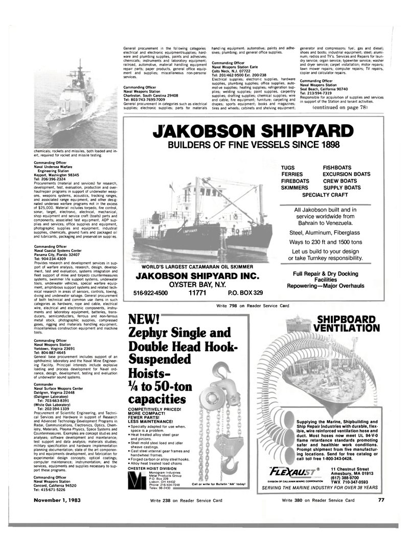 Maritime Reporter Magazine, page 73,  Nov 1983