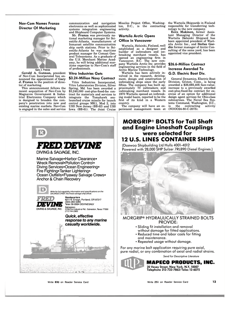Maritime Reporter Magazine, page 11,  Nov 15, 1983