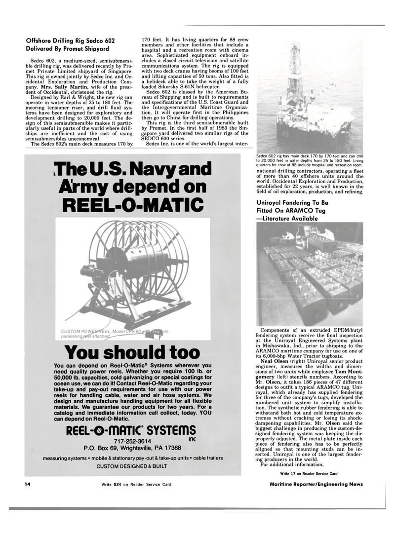 Maritime Reporter Magazine, page 12,  Nov 15, 1983
