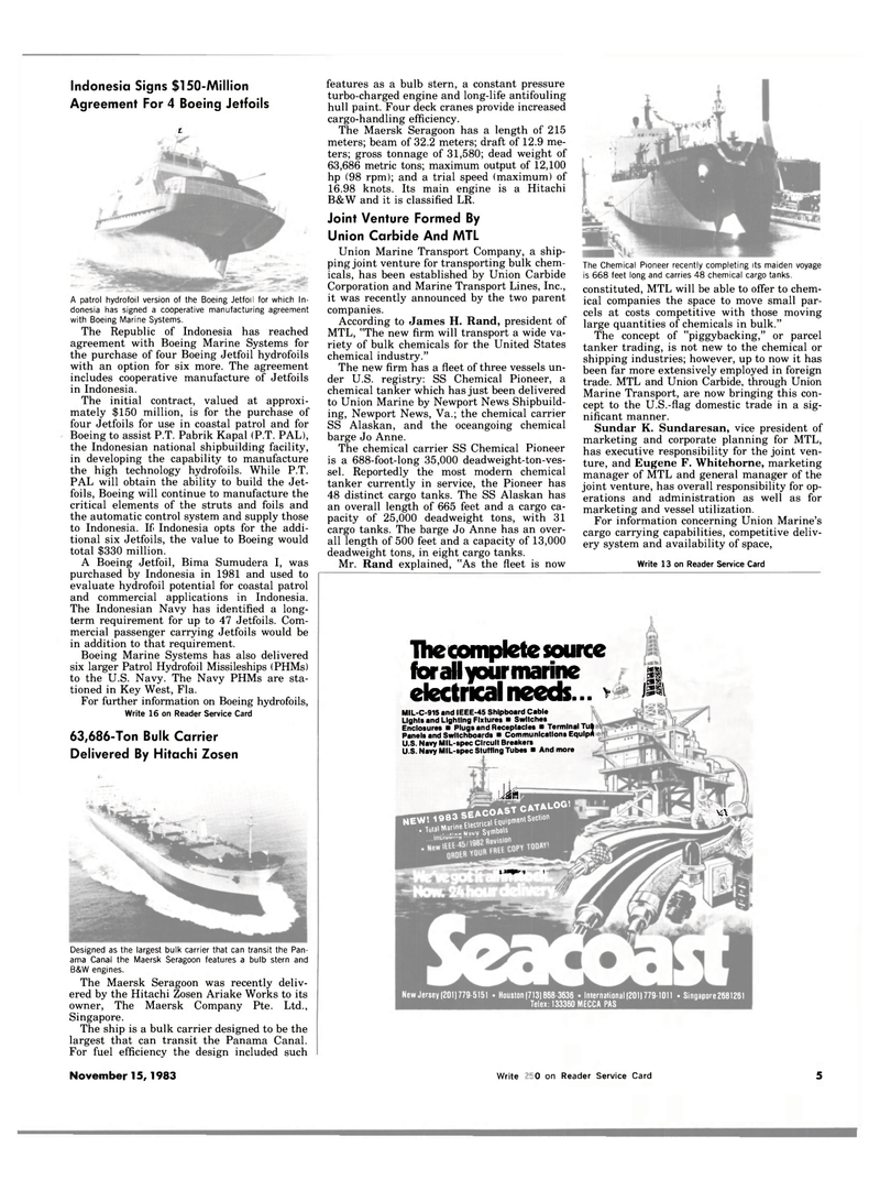 Maritime Reporter Magazine, page 3,  Nov 15, 1983