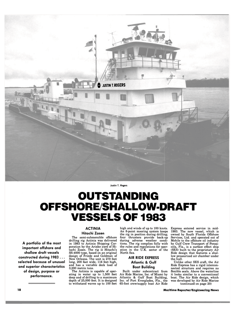 Maritime Reporter Magazine, page 16,  Jan 1984