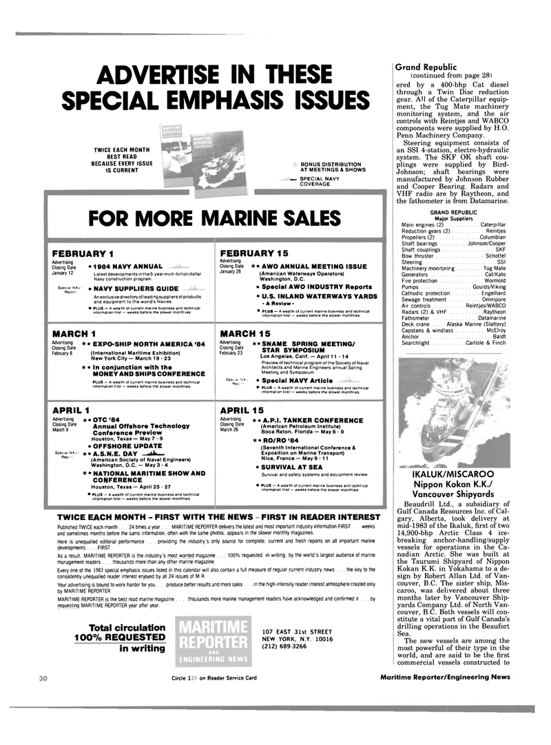 Maritime Reporter Magazine, page 30,  Jan 1984