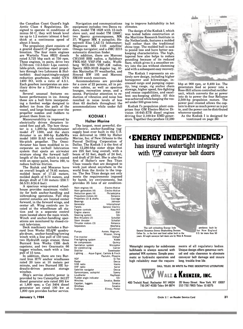 Maritime Reporter Magazine, page 31,  Jan 1984