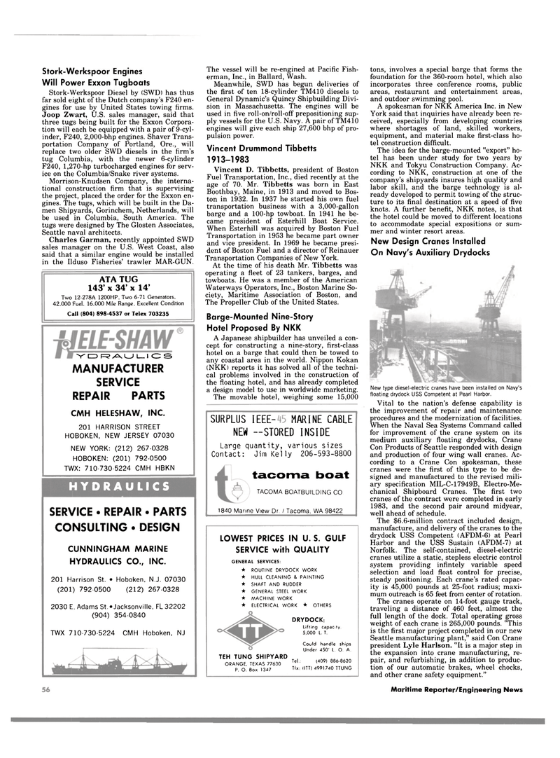 Maritime Reporter Magazine, page 56,  Jan 1984