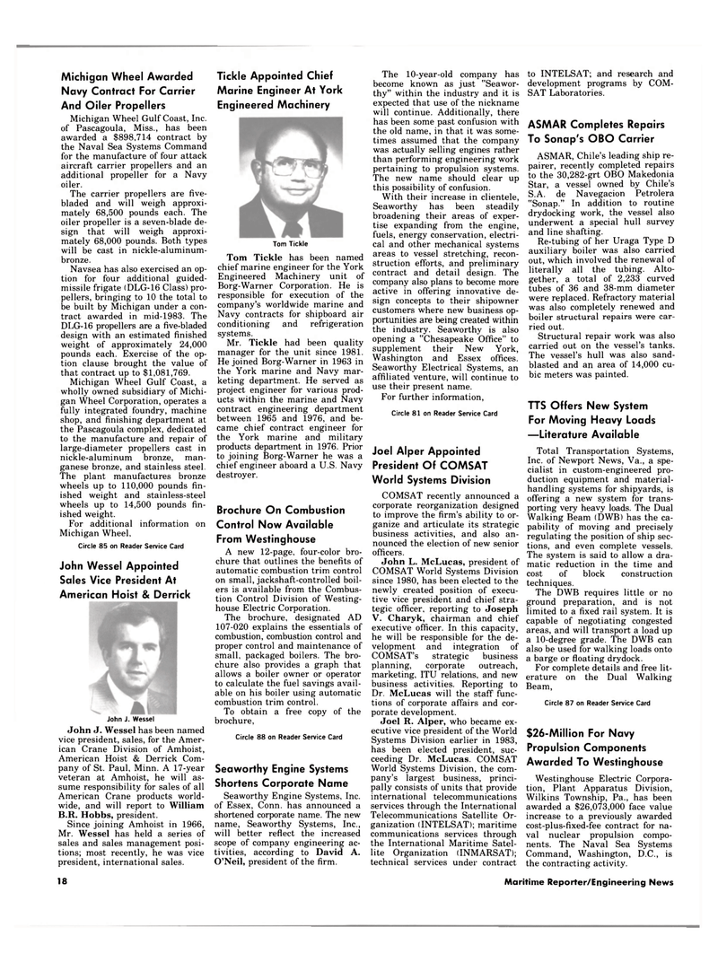 Maritime Reporter Magazine, page 16,  Jan 15, 1984