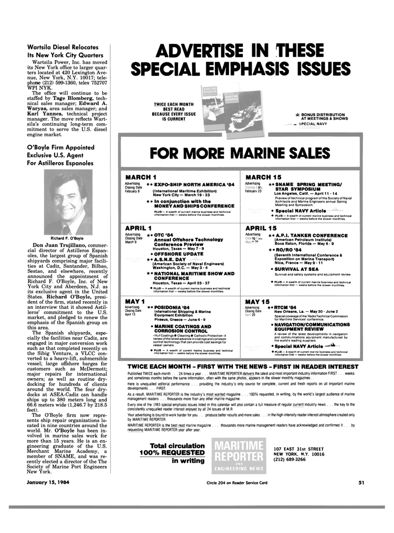 Maritime Reporter Magazine, page 47,  Jan 15, 1984