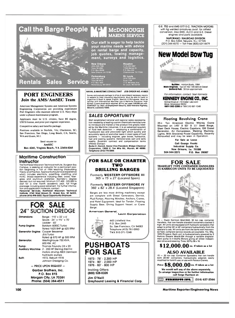 Maritime Reporter Magazine, page 98,  Apr 1984