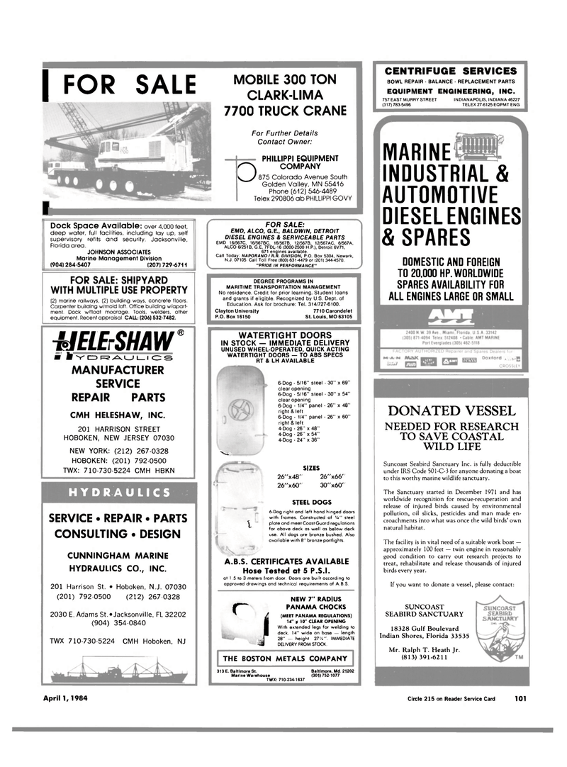 Maritime Reporter Magazine, page 99,  Apr 1984