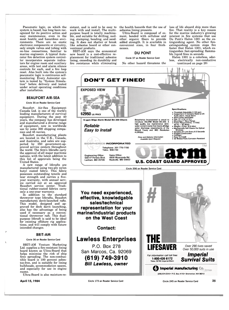 Maritime Reporter Magazine, page 23,  Apr 15, 1984