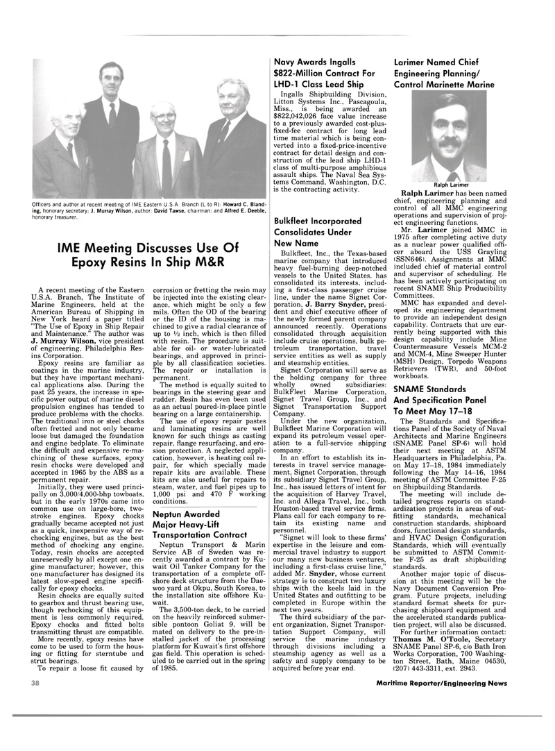 Maritime Reporter Magazine, page 36,  Apr 15, 1984