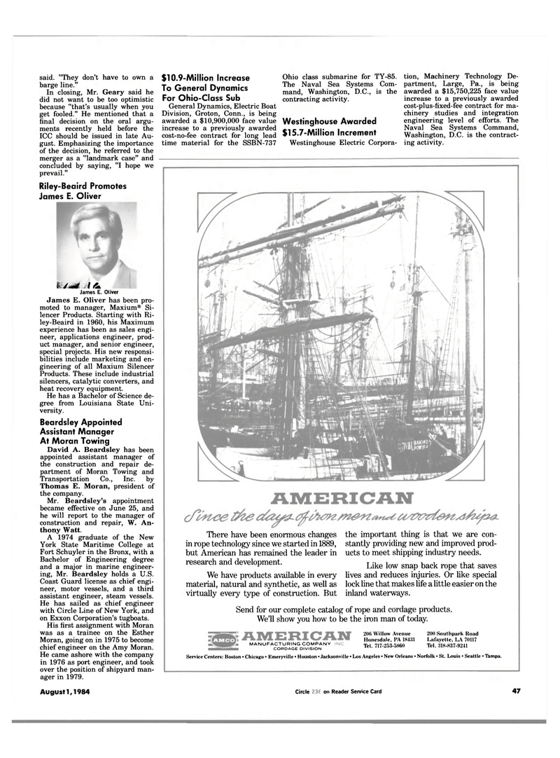 Maritime Reporter Magazine, page 45,  Aug 1984