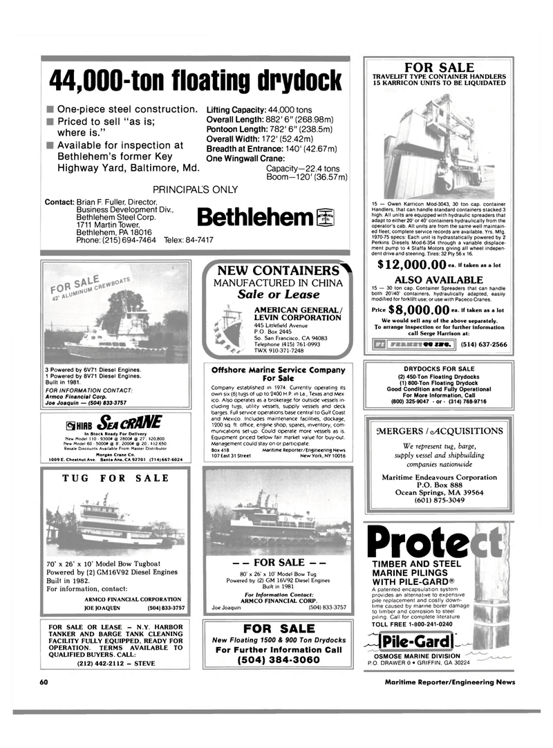 Maritime Reporter Magazine, page 58,  Aug 1984