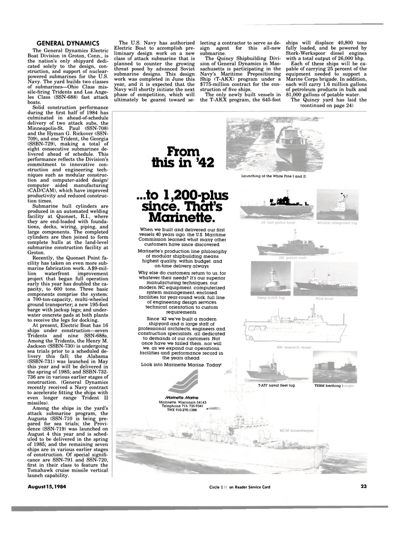 Maritime Reporter Magazine, page 21,  Aug 15, 1984