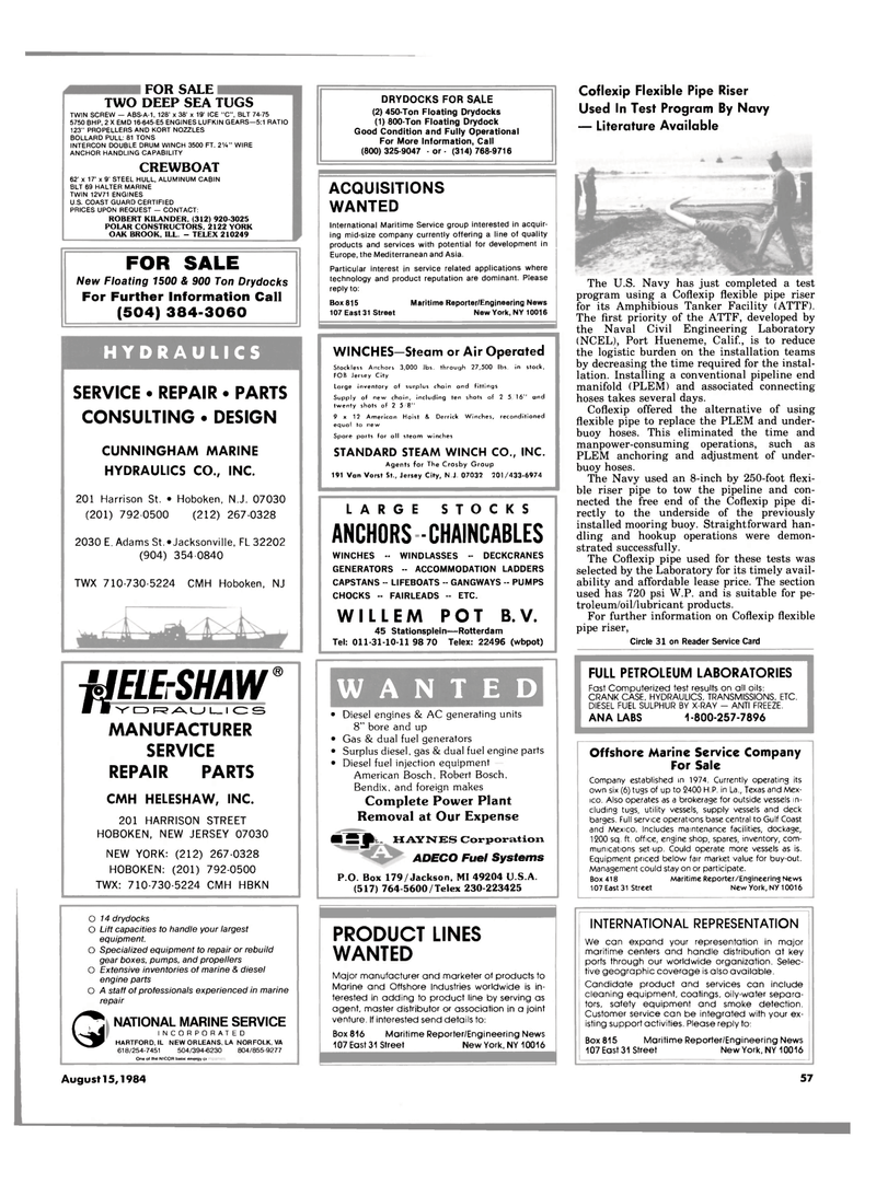 Maritime Reporter Magazine, page 55,  Aug 15, 1984