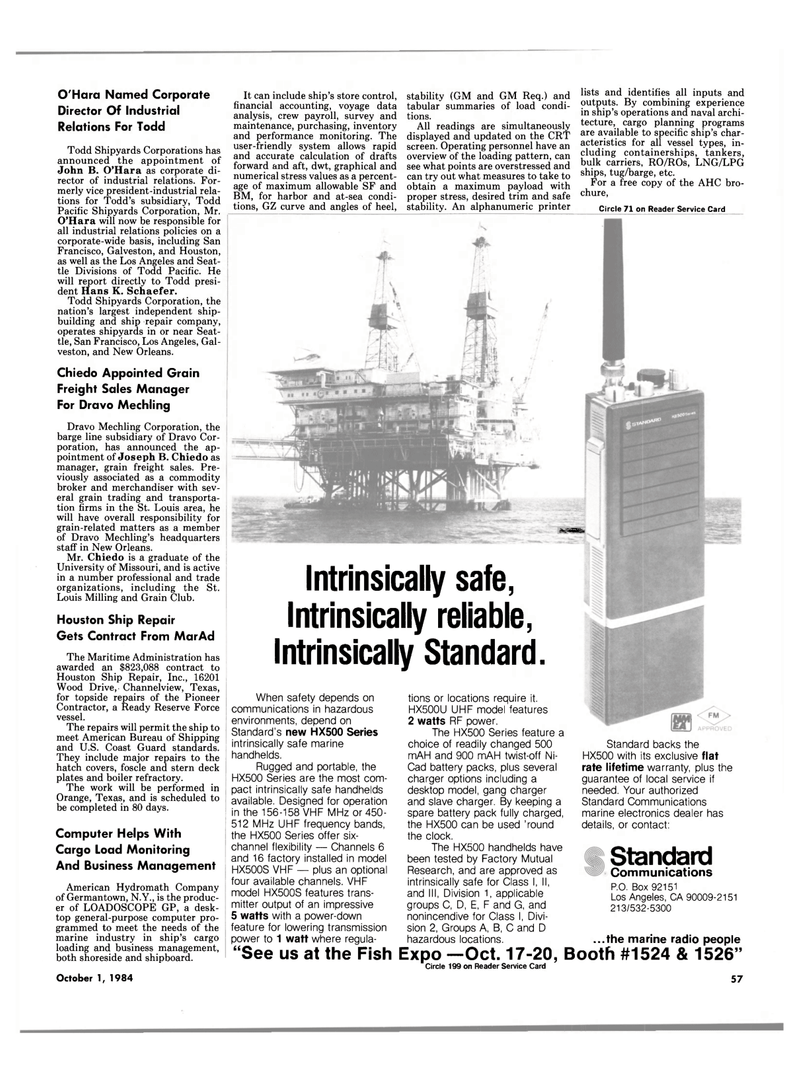 Maritime Reporter Magazine, page 59,  Oct 1984