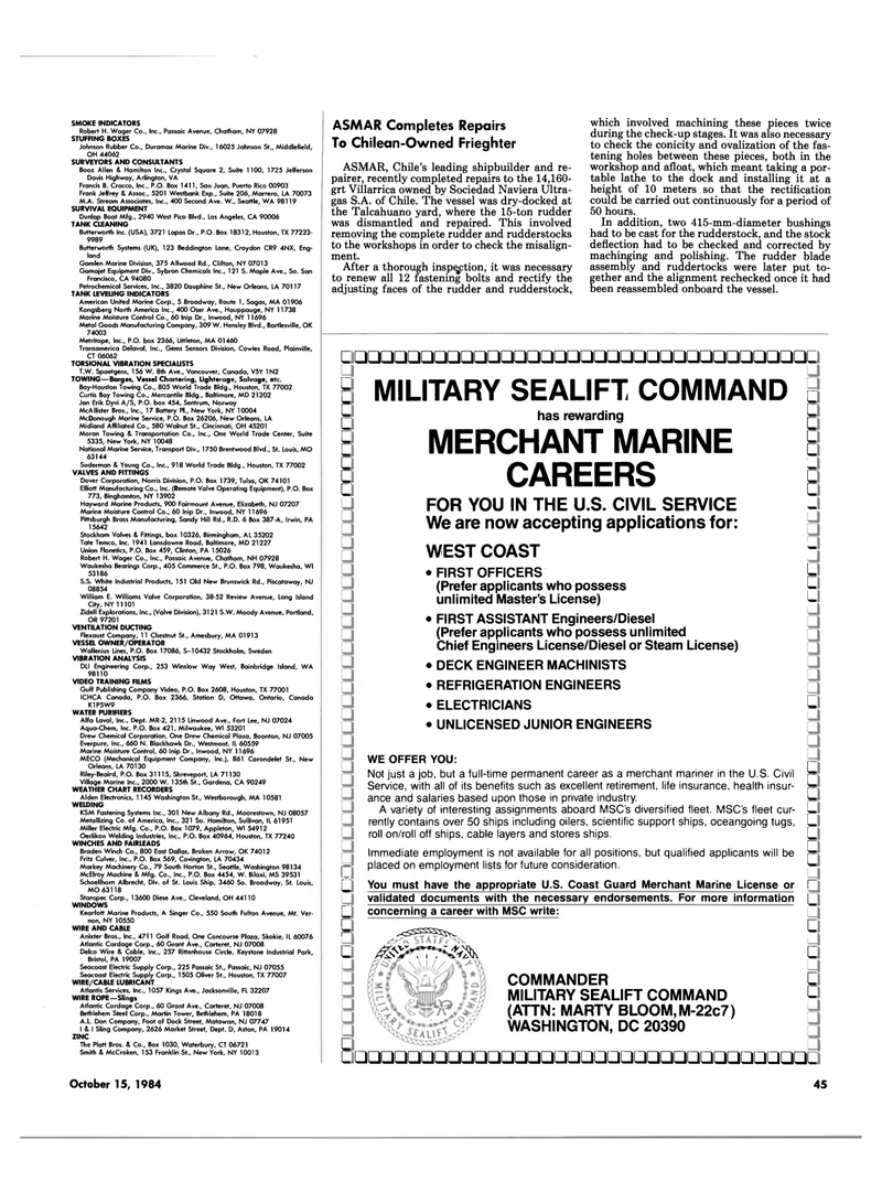 Maritime Reporter Magazine, page 41,  Oct 15, 1984