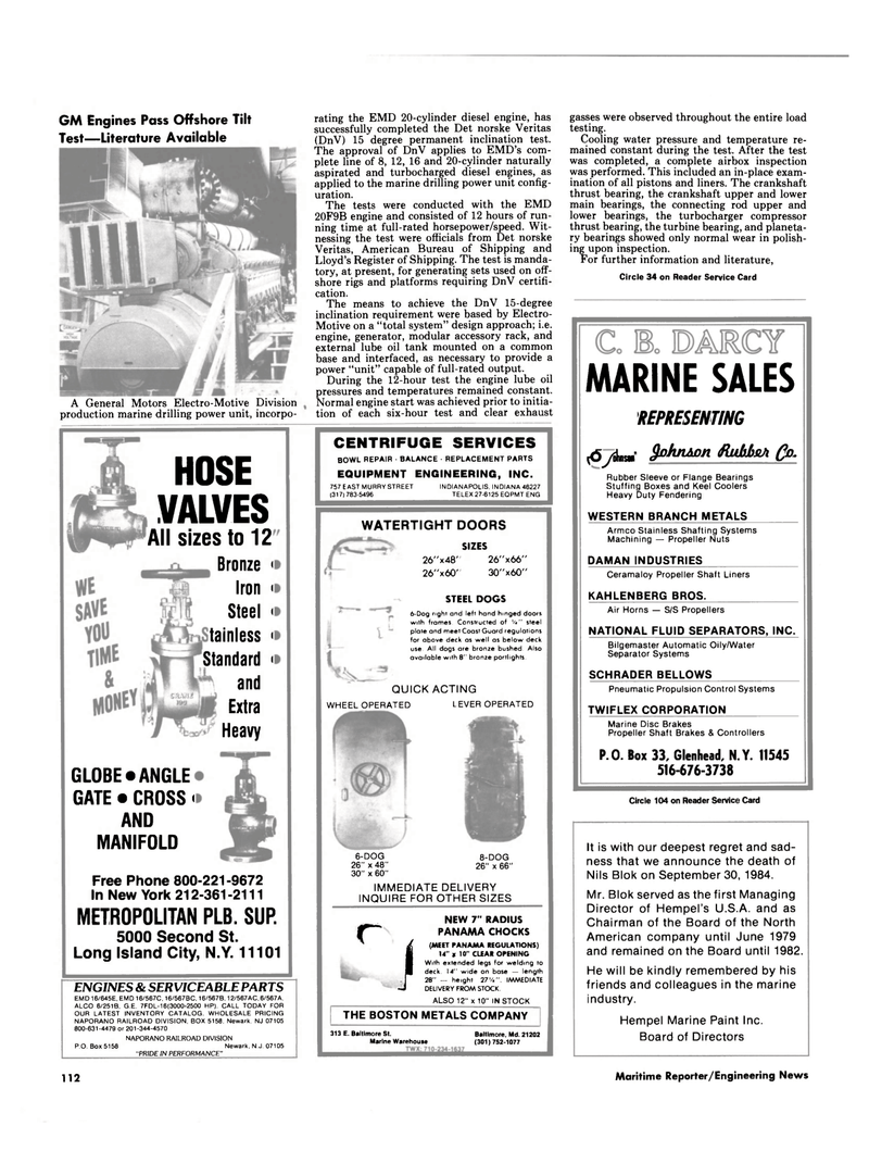 Maritime Reporter Magazine, page 108,  Nov 1984