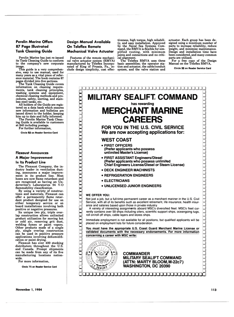 Maritime Reporter Magazine, page 109,  Nov 1984