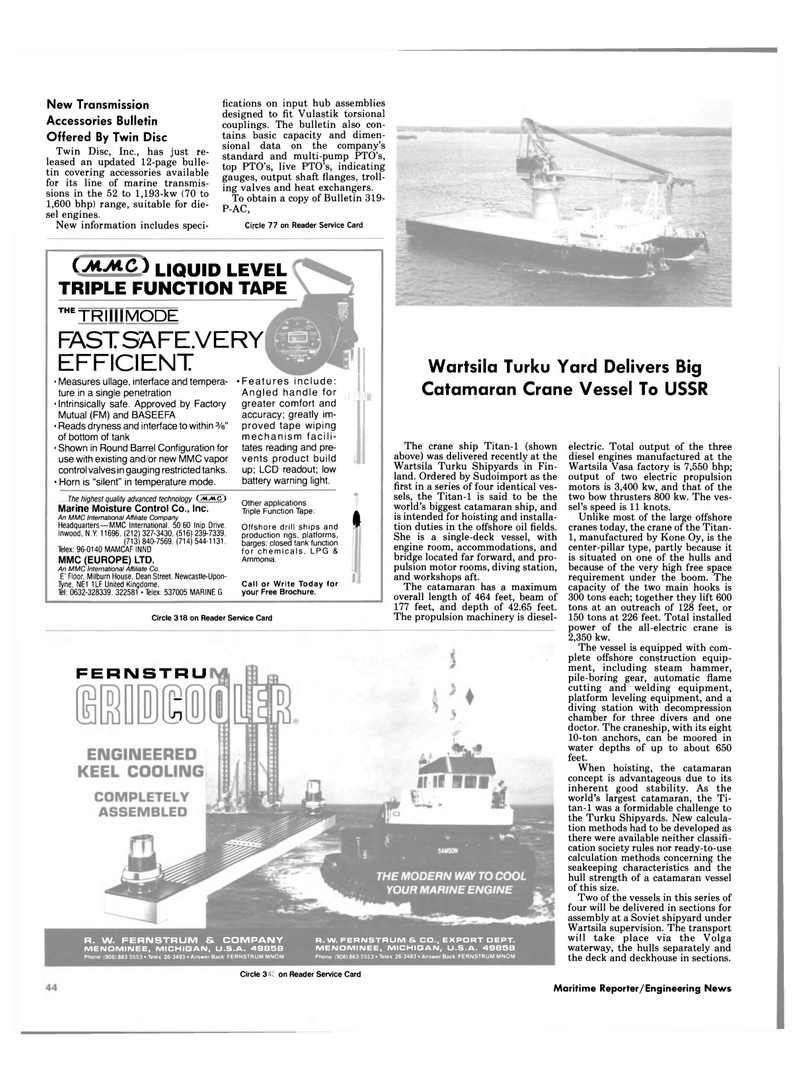 Maritime Reporter Magazine, page 40,  Nov 1984