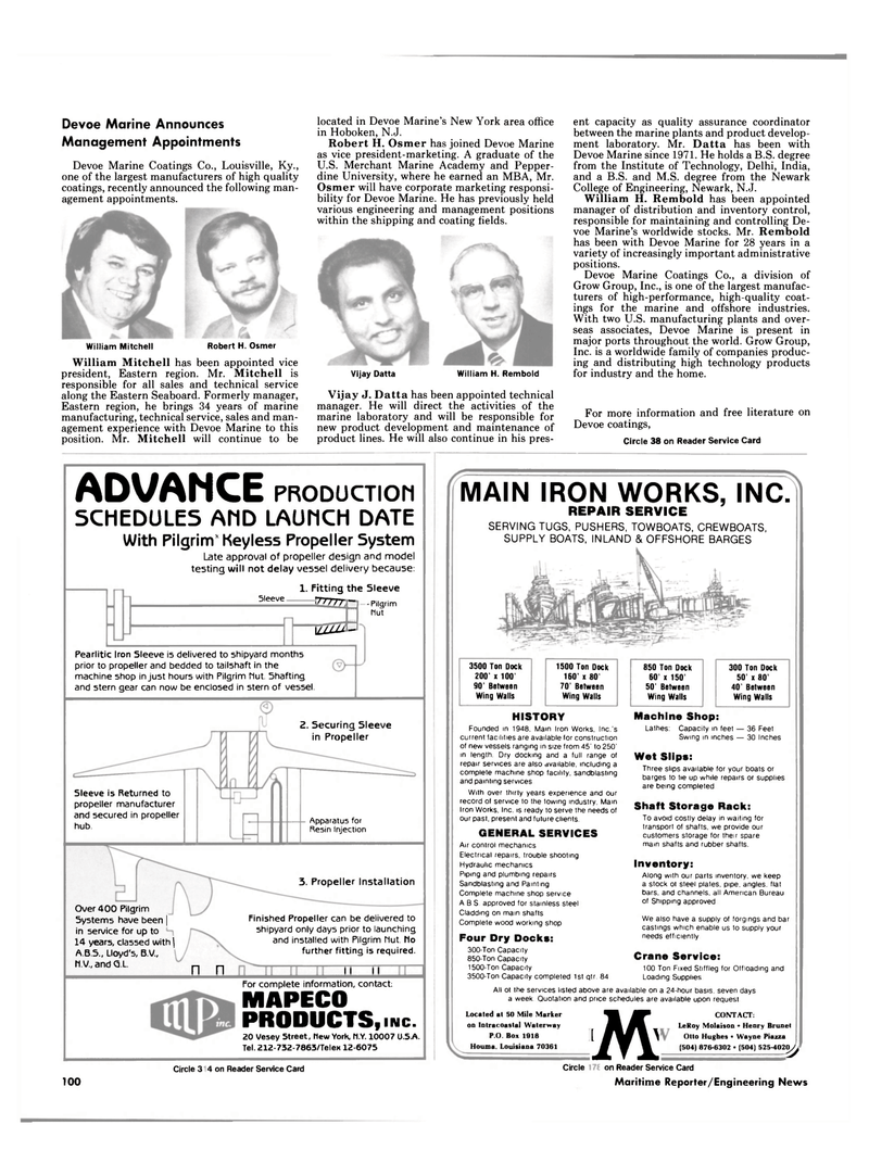 Maritime Reporter Magazine, page 96,  Nov 1984