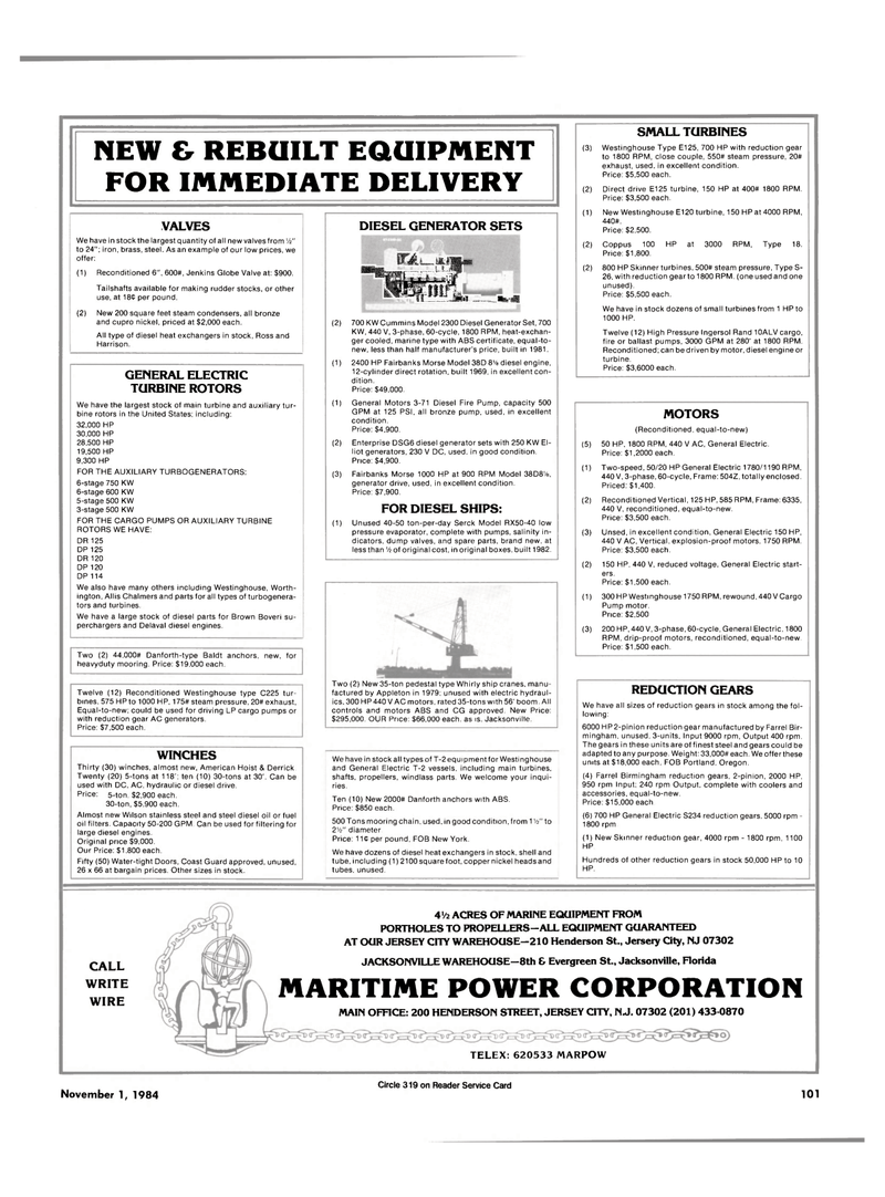 Maritime Reporter Magazine, page 97,  Nov 1984