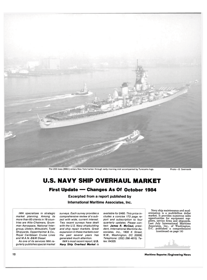 Maritime Reporter Magazine, page 10,  Nov 15, 1984
