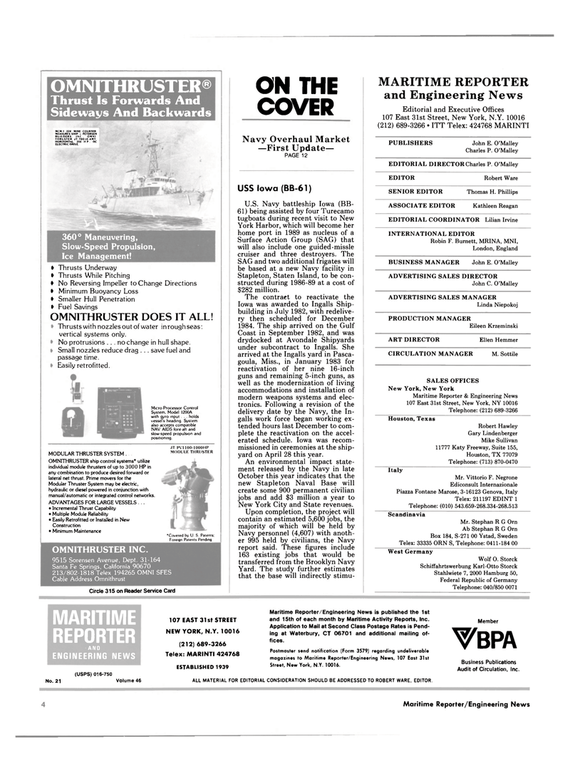 Maritime Reporter Magazine, page 2,  Nov 15, 1984