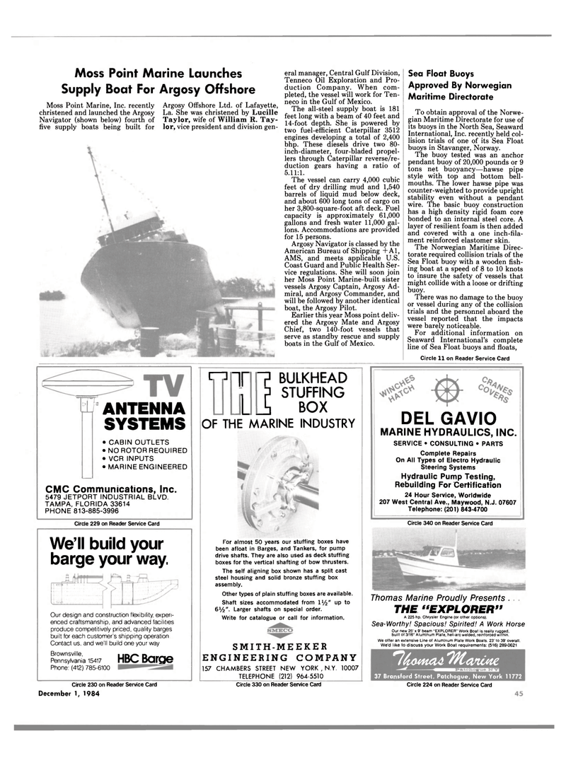Maritime Reporter Magazine, page 45,  Dec 1984