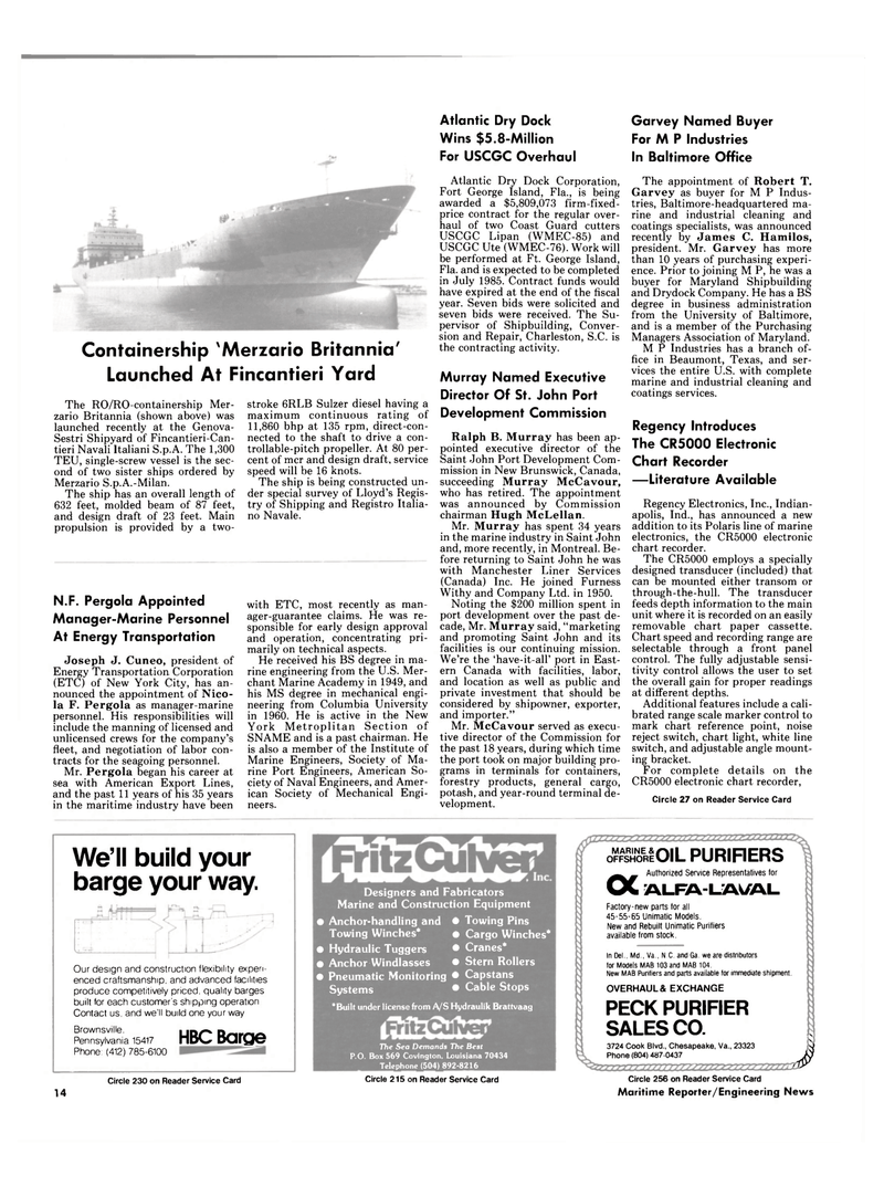 Maritime Reporter Magazine, page 12,  Dec 15, 1984
