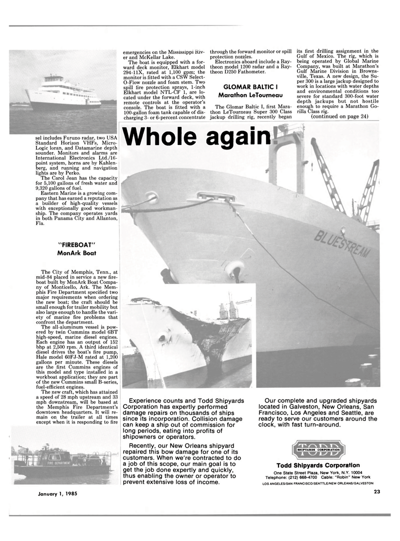 Maritime Reporter Magazine, page 23,  Jan 1985