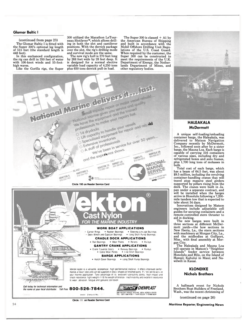 Maritime Reporter Magazine, page 24,  Jan 1985