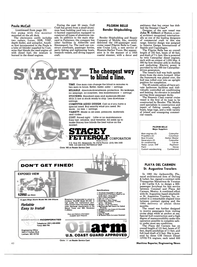 Maritime Reporter Magazine, page 42,  Jan 1985