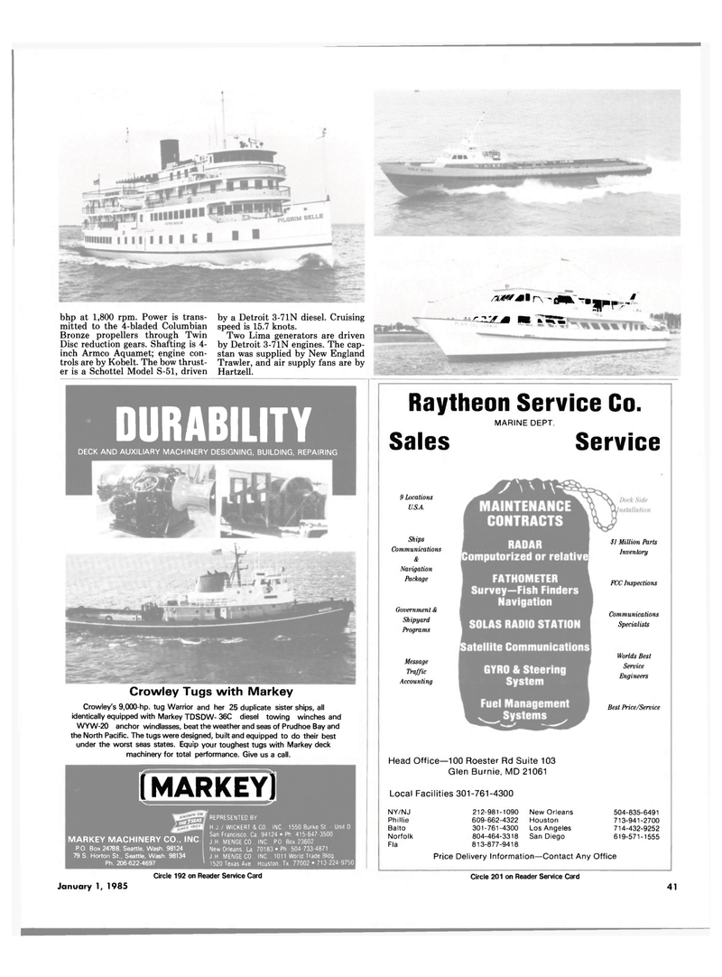 Maritime Reporter Magazine, page 43,  Jan 1985