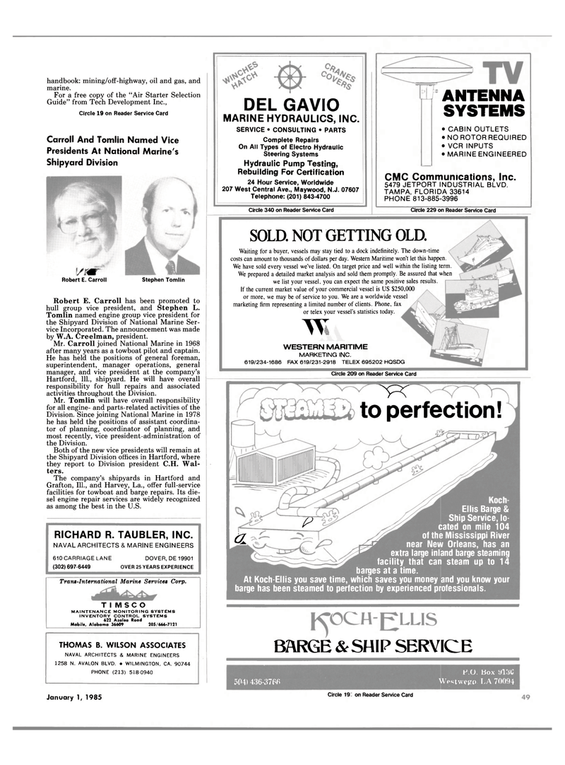 Maritime Reporter Magazine, page 51,  Jan 1985