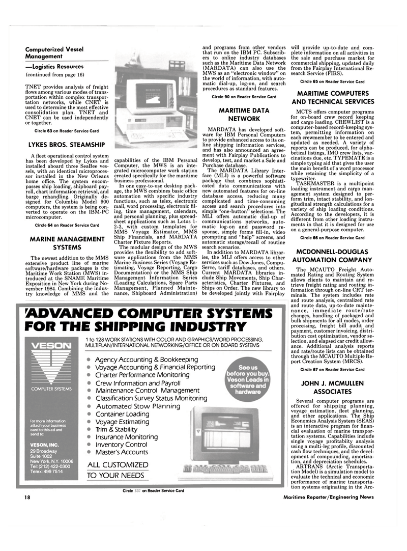 Maritime Reporter Magazine, page 16,  Jan 15, 1985