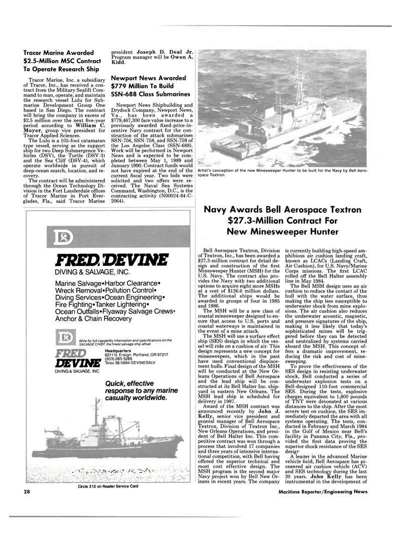 Maritime Reporter Magazine, page 26,  Jan 15, 1985