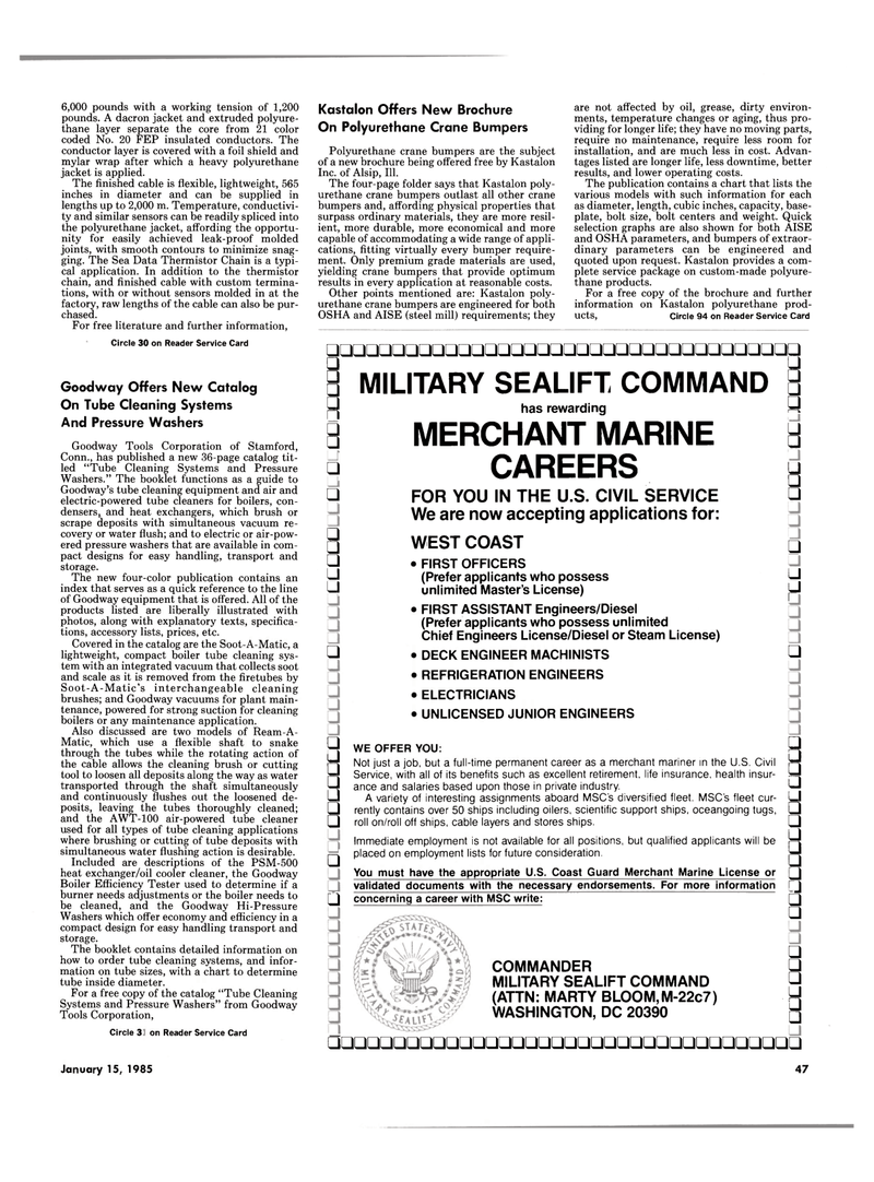 Maritime Reporter Magazine, page 39,  Jan 15, 1985