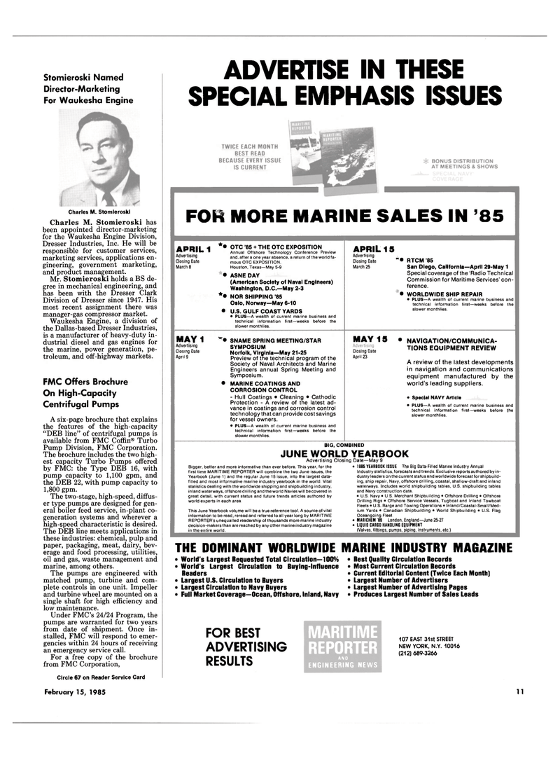 Maritime Reporter Magazine, page 9,  Feb 15, 1985