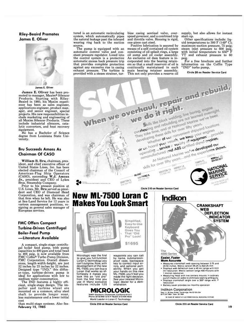 Maritime Reporter Magazine, page 19,  Feb 15, 1985
