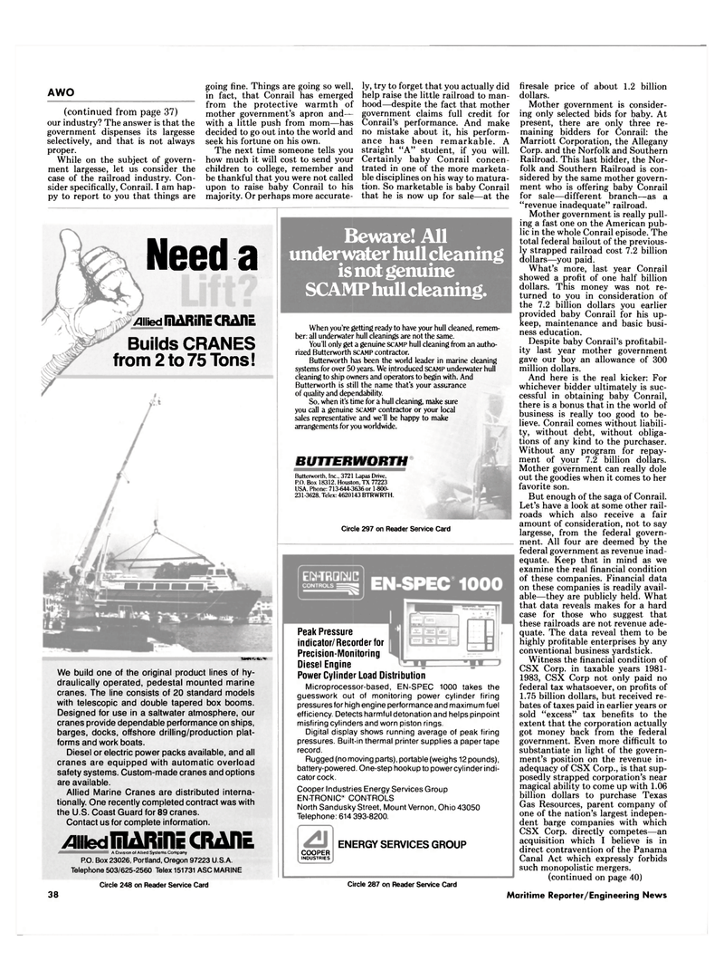 Maritime Reporter Magazine, page 38,  Feb 15, 1985