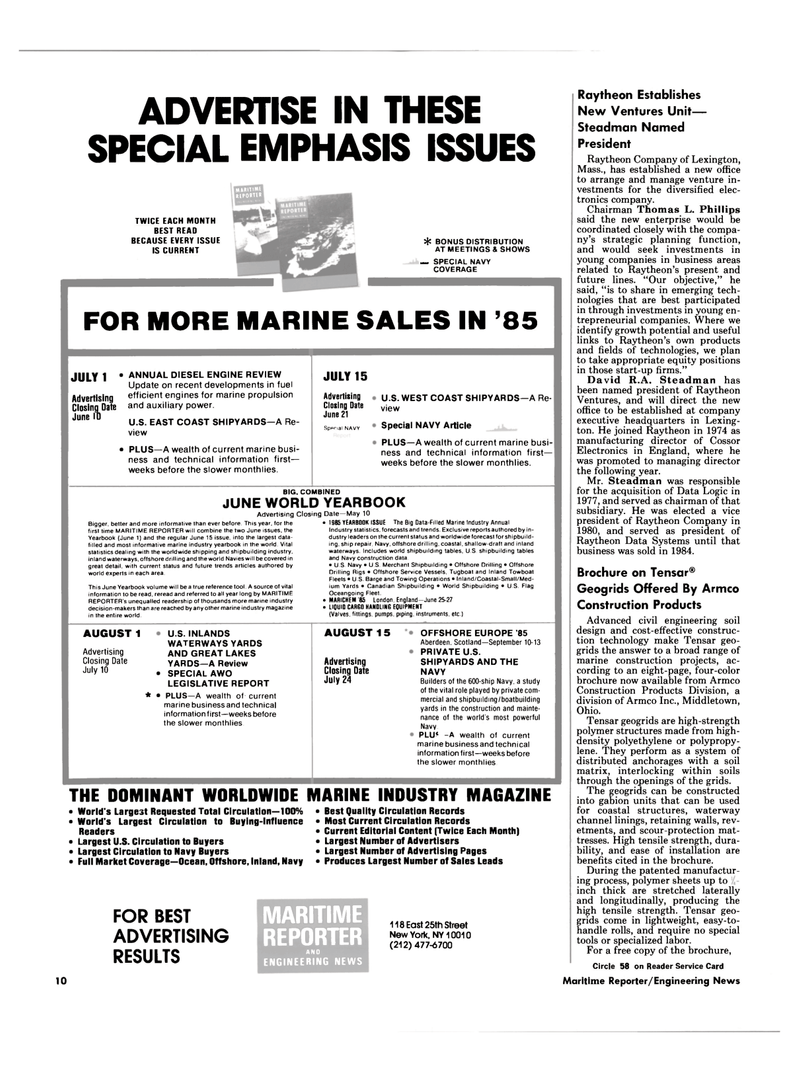 Maritime Reporter Magazine, page 8,  May 1985